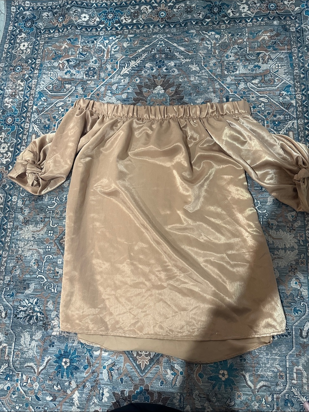 Rue21 Satin Off-Shoulder Blouse in Champagne Gold